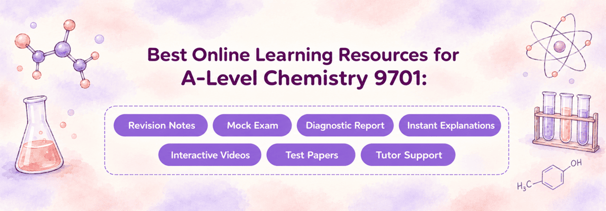 Best Online Learning Resources for A-Level Chemistry 9701: Revision Notes, Mock Exams, Diagnostic Reports, Instant Explanations, Interactive Videos, Test Papers and Tutor Support